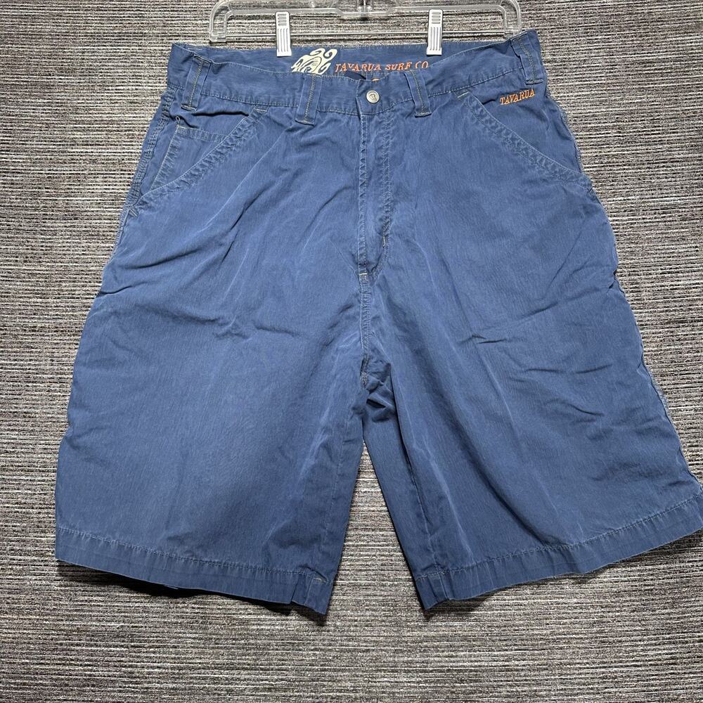 Tavarua Surf Co. Board Shorts Men's Size 34 Blue Nylon Y2K Pockets
